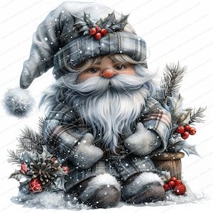Weihnachtswichtel Aquarell Clipart Paket | 12 hochwertige JPGs | Druckbare Aquarell Clipart | Digitaler Download, Papiermodelle, Junk Journals