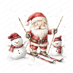 16 Weihnachtsmann und Schneemänner Clipart | Festliche Feiertags-Zeichen | Druckbare Aquarell Clipart | Hochwertige JPGs | Papiermodelle | Junk Journal