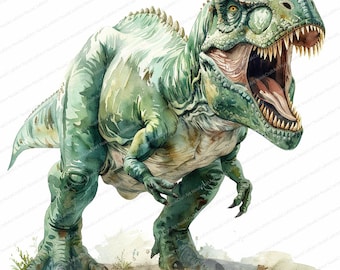 11 T Rex Clipart | Dinosaur Clipart | Printable Watercolor clipart | High Quality JPGs | Digital download | Paper craft | junk journals