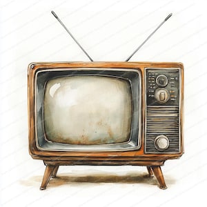 16 レトロ TV クリップアート セット | ビンテージ テレビ グラフィック コレクション | 印刷可能な水彩クリップアート | 高品質 JPG | ペーパー クラフト | ジャーナル