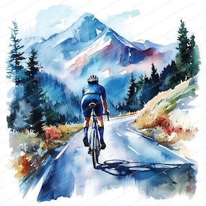 20 fietsclips | Mountainbikekunst | Afdrukbare aquarel clipart | Hoge kwaliteit JPG's | Digitale download | Papiermodellen | Journaal