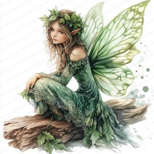 12 JPG's Forest Fairy Clipart | Illustratie bosgroene feeën | Afdrukbare aquarel clipart | Hoge kwaliteit JPG's | Digitale download