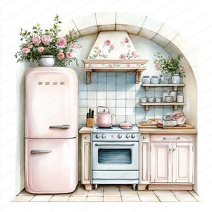 17 Shabby Chic Bloemen Keuken Clipart | Afdrukbare aquarel clipart | Hoge kwaliteit JPG's | Digitale download | Papierkunst | ongewenste tijdschriften