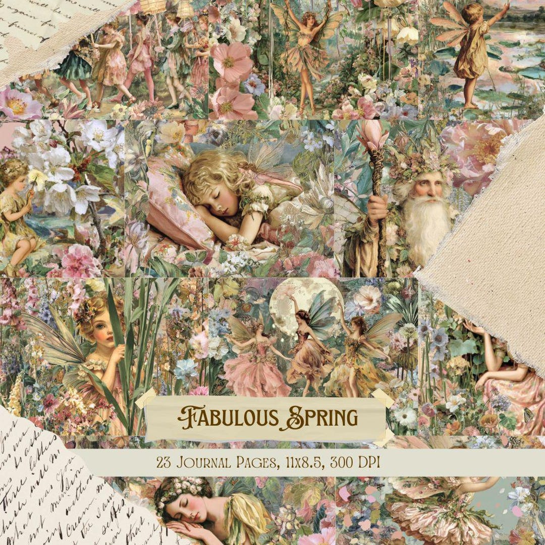 Fabulous Spring Junk Journal Kit | Vintage Bright Floral Collage Sheets ...
