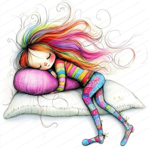 Quirky Nap Clipart | 14 High Res Watercolor JPGs | Printable Watercolor clipart | Digital download | Paper craft | junk journal