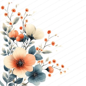 18 Pastell Blumenrand Clipart | Minimalistisches Pastell Blumen Design | Druckbare Aquarell Clipart | Hochwertige JPGs | Junk Journal