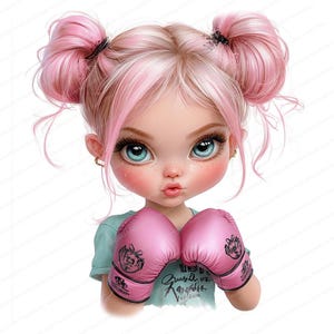 15 imágenes prediseñadas de una chica boxeadora peculiar en formato JPG / Linda chica luchadora / Imágenes prediseñadas de acuarela imprimibles / Imágenes JPG de alta calidad / Manualidades de papel / Diario basura