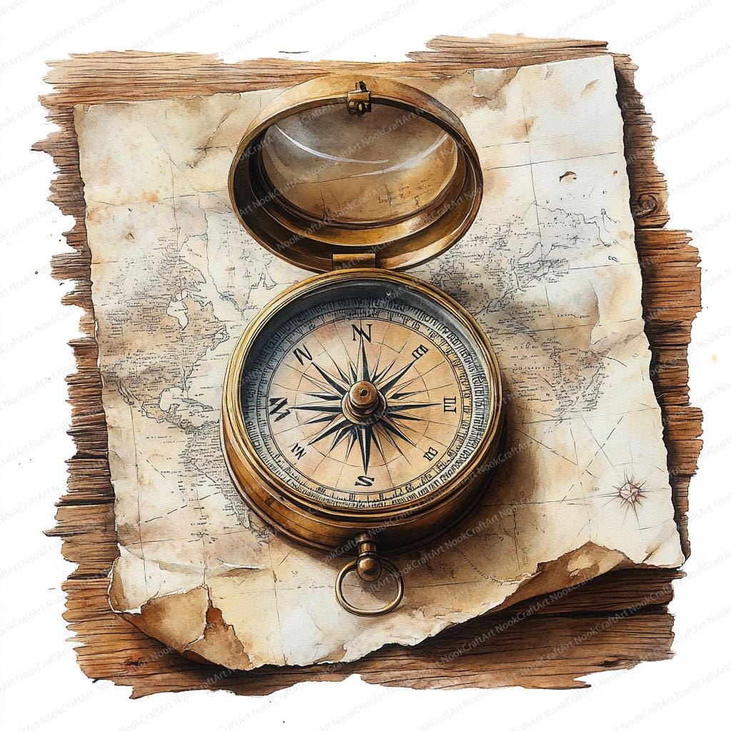 24 Vintage Compass Clipart | Antique Navigation Graphics | Printable ...