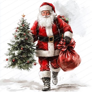 18 Clipart Père Noël | Portraits du Père Noël | Clipart aquarelle imprimable | JPG de haute qualité | Téléchargement numérique | Fabrication de cartes