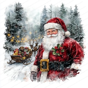 18 Christmas Santa Claus Clipart | Festive Santa Design | Printable Watercolor Clipart | High Quality JPGs | Digital Download | Junk Journal