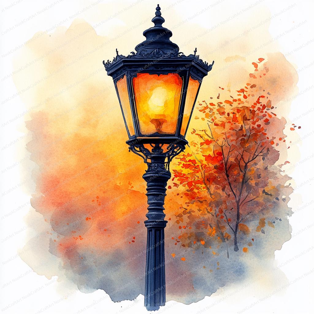油彩画『街灯』 20 ビクトリア朝の街灯のクリップアート | ビンテージ ガス灯の