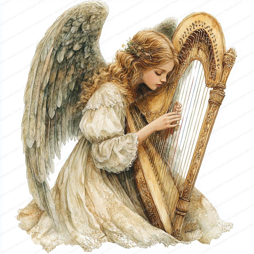 Angel playing a harp - Etsy 日本
