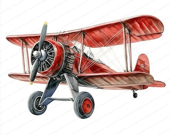 16 imágenes prediseñadas de aviones antiguos / Gráficos de aviones antiguos / Imágenes prediseñadas de acuarela imprimibles / JPG de alta calidad / Descarga digital / Manualidades de papel