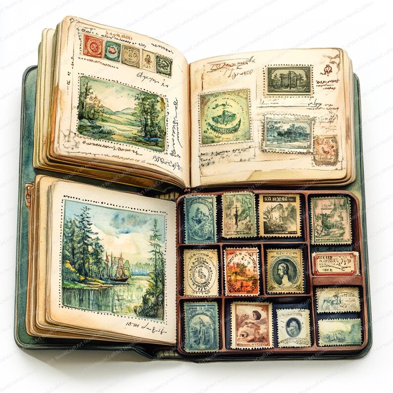 20 Stamp Collection Clipart | Vintage Postage Stamp Illustrations ...