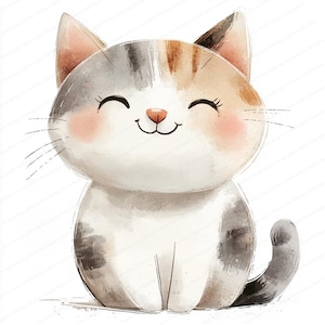 14 Cartoon Cat Clipart | Urocze kocięta w przedszkolu | Wydrukowalne cliparty akwarelowe | Wysokiej jakości pliki JPG | Pobieranie cyfrowe | Rękodzieło papierowe