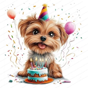15 Hunde Geburtstag Clipart | Haustier Geburtstag Aquarell Designs | Hochwertige JPGs | Digitaler Download | Kartenherstellung mit kommerzieller Lizenz