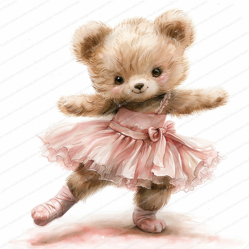 12 Ballerina Bear Clipart | Watercolor Ballerina Clipart | Printable ...
