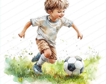 21 Fußball Clipart | Kinder spielen Sport Illustration | Druckbare Aquarell Clipart | Hochwertige JPGs | Papiermodell | Junk Journal
