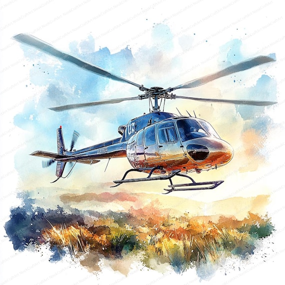 18 ヘリコプターの夏の空のクリップアート | 航空風景イラスト | 印刷