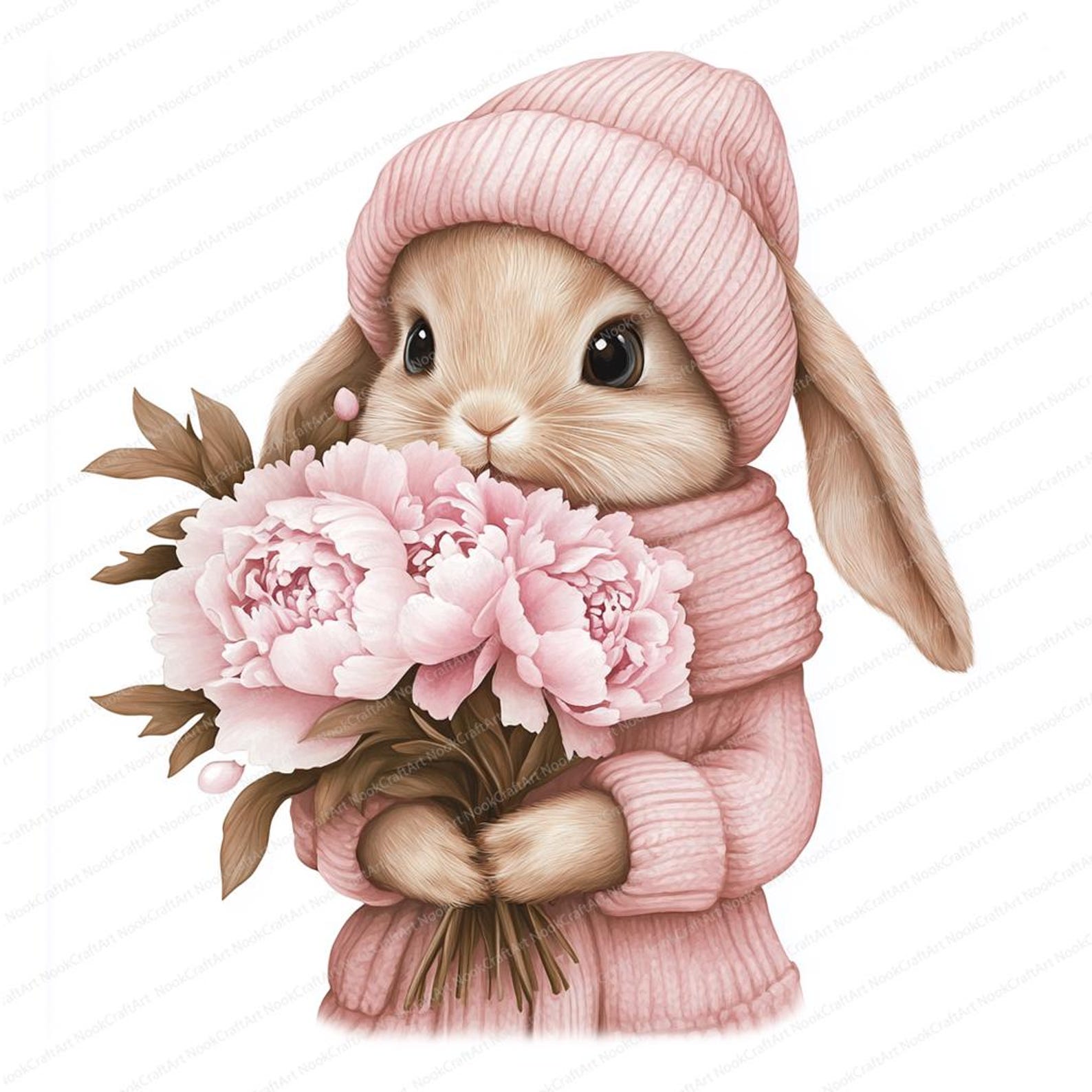 20 Cute Floral Bunny Clipart | Printable Watercolor Designs | High ...