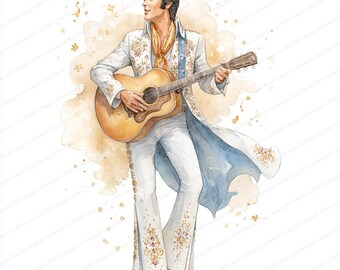 エルヴィス・プレスリーの黄金の輝きのクリップアート20点｜象徴的な