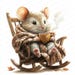 16 Cozy Mouse Clipart | Relaxing Rocking Chair Illustration| Printable ...