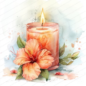 14 Kerzen Clipart | Blumen Kerzen | Druckbare Aquarell Clipart | Hochwertige JPGs | Digitaler Download | Papiermodell | Junk Journals