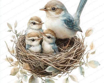 18 羽の鳥が雛に餌をやるクリップアート | 野生動物の家族のイラスト