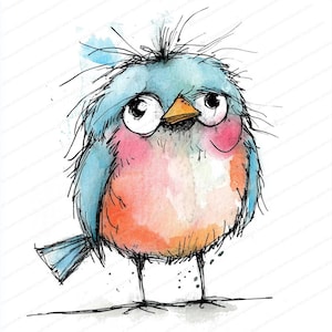 14 Whimsical Birds Clipart | Funny Birds | Printable Watercolor clipart | High Quality JPGs | Digital download | Paper craft | junk journal