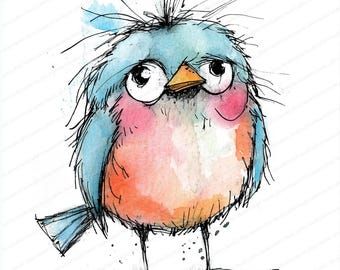 14 grillige vogels-clipart | Grappige vogels | Afdrukbare aquarel clipart | Hoge kwaliteit JPG's | Digitale download | Papierkunst | junkjournaal