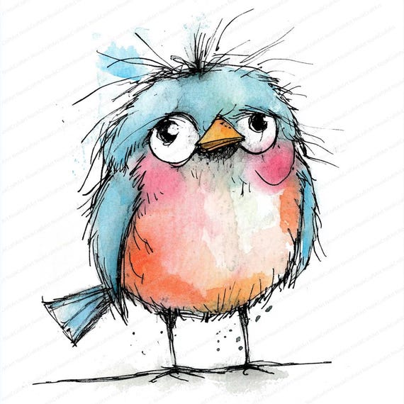 14 Whimsical Birds Clipart | Funny Birds | Printable Watercolor clipart | High Quality JPGs | Digital download | Paper craft | junk journal
