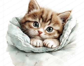 ベッドにいる猫のクリップアート 18 枚 | 眠っている子猫のイラスト