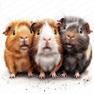 16 cliparts aquarelle mignon cochon d'Inde | Cochon d'Inde mignon | Clipart aquarelle imprimable | JPG de haute qualité | Créations en papier | Journal indésirable