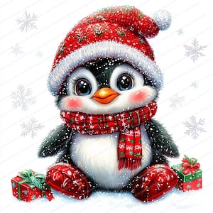 16 imágenes prediseñadas de pingüinos de invierno / imágenes prediseñadas de pingüinos de Navidad / imágenes prediseñadas de acuarela imprimibles / archivos JPG de alta calidad / descarga digital / manualidades de papel
