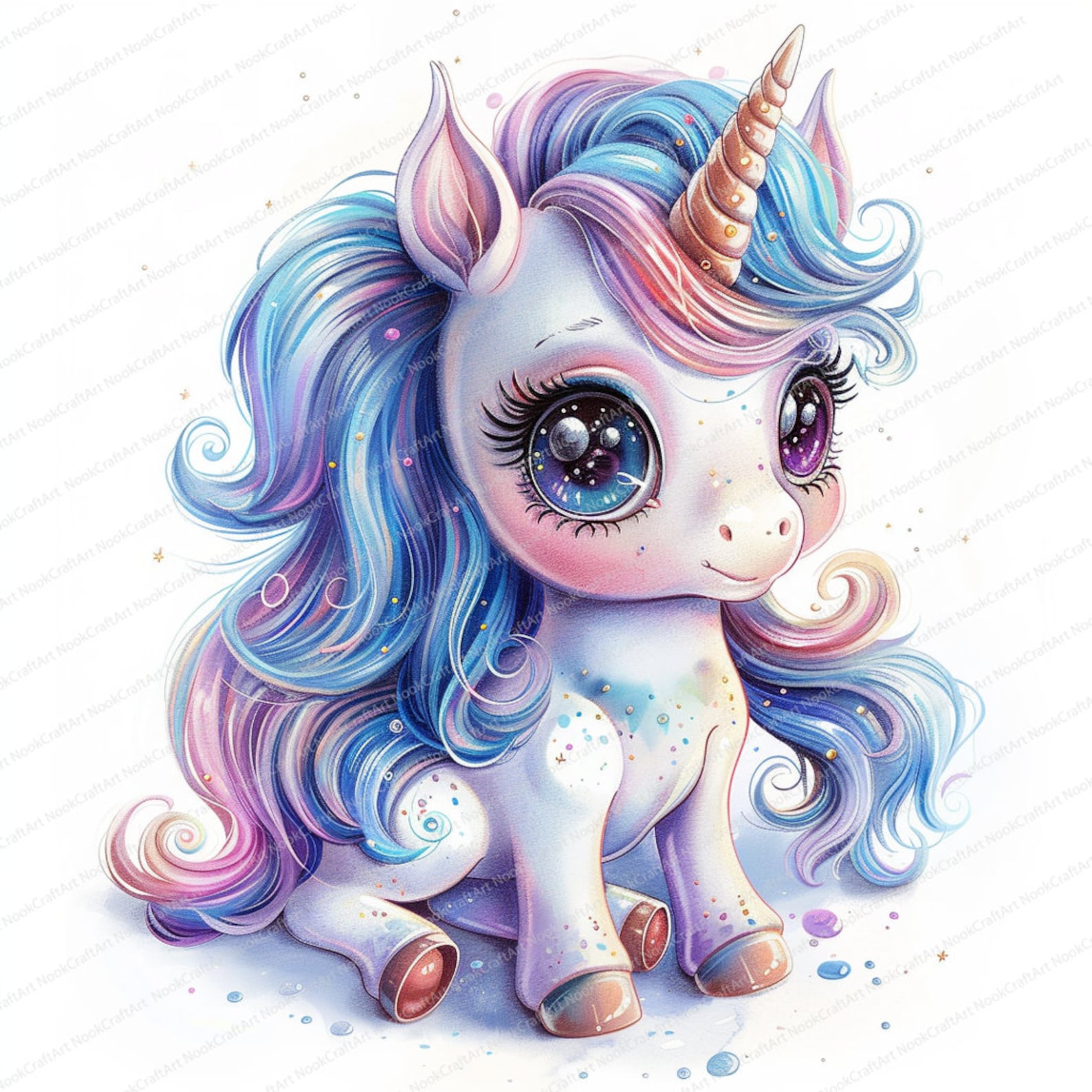 16 Baby Unicorn Clipart | Cute Unicorn | Printable Watercolor Clipart ...