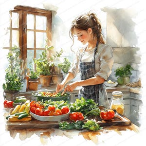 20 cliparts de salade végétarienne d'été | Illustration de produits frais | Clipart aquarelle imprimable | JPG de haute qualité | Créations artisanales en papier | Journal indésirable