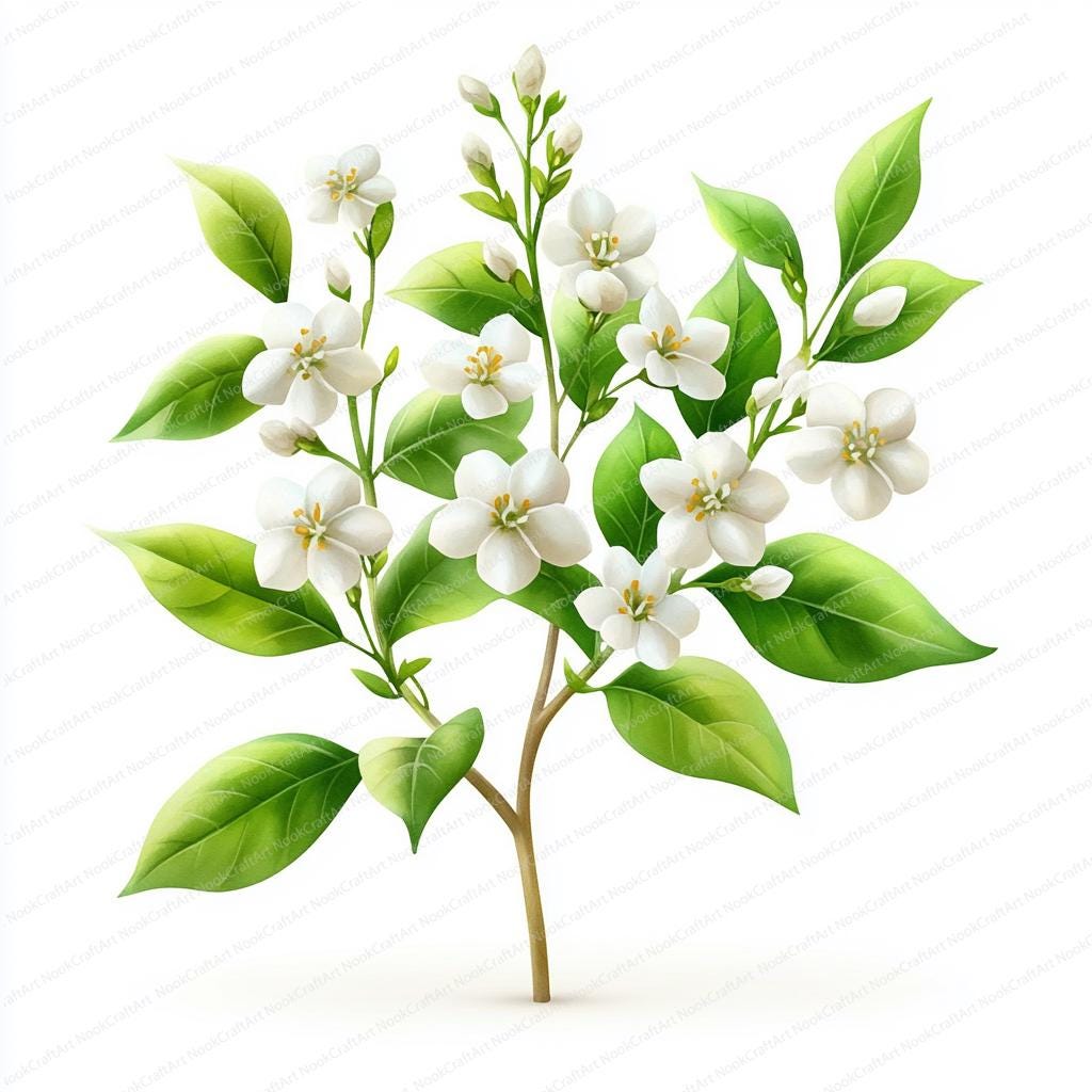 14 Jasmine Clipart | Floral Jasmine Watercolor | Printable Clipart | High  Quality Jpgs | Digital Download | Paper Craft | Junk Journal - Etsy, image size:1024x1024