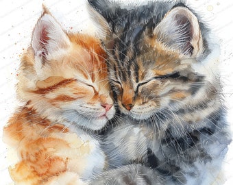 12 Cat Cliparts | Feline Affection Clipart Set | Printable Watercolor clipart | High Quality JPGs | Digital download | Paper craft