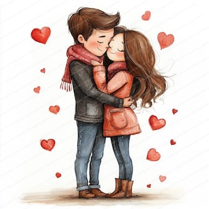 Clipartset 14 romantische momenten | Afdrukbare aquarel clipart | Hoge kwaliteit JPG's | Digitale download | Papierkunst | ongewenste tijdschriften