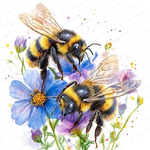 21 Bee Clipart Collection | Whimsical Honeybee Illustrations| Printable Watercolor clipart | High Quality JPGs | Paper craft | Junk journal
