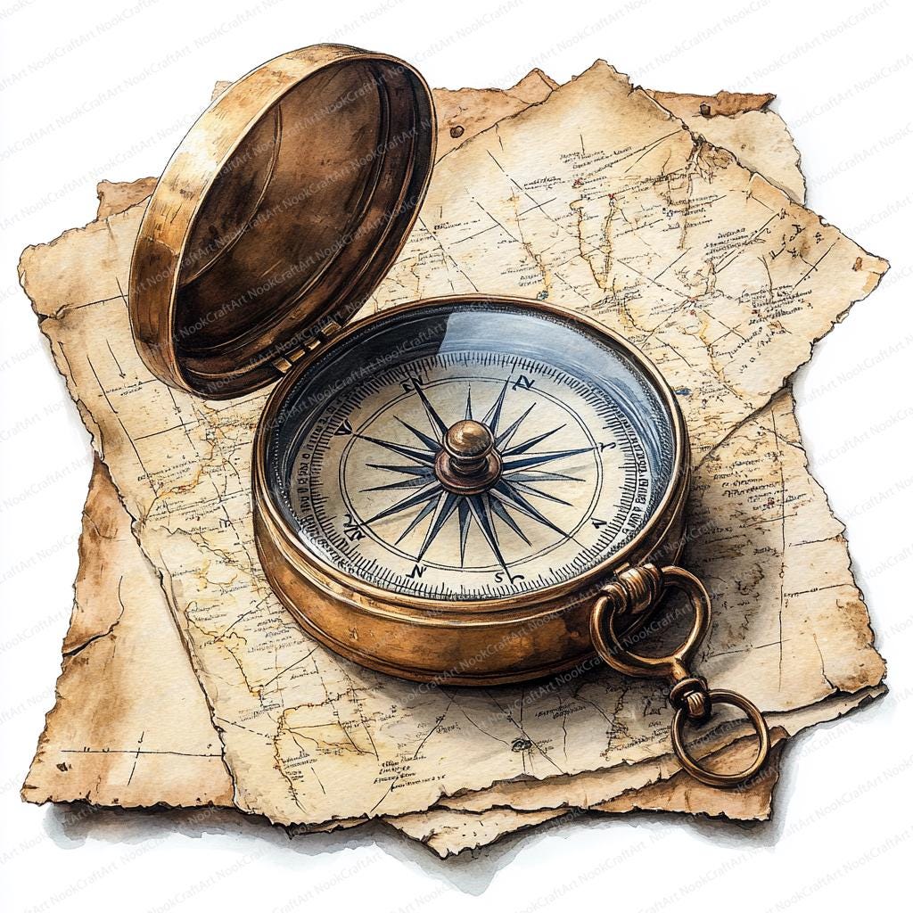 24 Vintage Compass Clipart | Antique Navigation Graphics | Printable ...