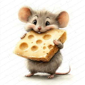20 alegres imágenes prediseñadas de tarta de queso con forma de ratón / Abrazo de postre de dibujos animados caprichosos / Imágenes prediseñadas de acuarela imprimibles / JPG de alta calidad / Manualidades de papel
