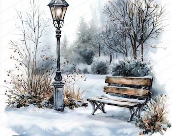 20 cliparts de jardin d'hiver | Conception de Noël | Clipart aquarelle imprimable | JPG de haute qualité | Téléchargement numérique | Créations en papier