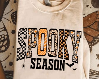 Sublimation png, Halloween Leopard Checkered Fall, Spooky png, Halloween Girly png, Fall png, Retro Halloween Spooky Coquette Png
