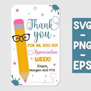 Teacher Appreciation Gift Tags Thank You Teacher Gift Tag School Printable Gift Tags Labels Editable Template Instant Digital Download
