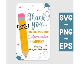 Teacher Appreciation Gift Tags: Editable Thank You Labels (Digital Download)