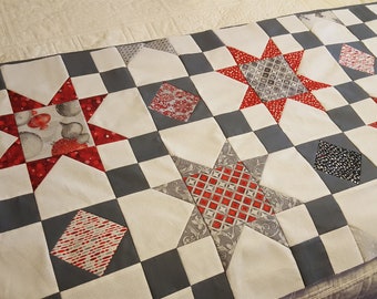 Charming Star Chain Quilted Runner by Cat on my Quilt