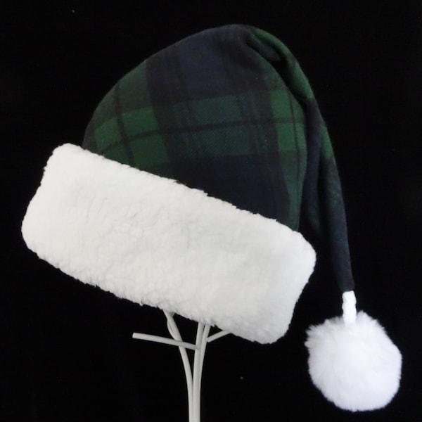 Blackwatch Plaid Santa Hat, Rustic Santa Hat, Woodland, Plaid Santa Hat, Christmas Santa Hat, Mad for Plaid, Christmas Hat, Santa Claus Hat