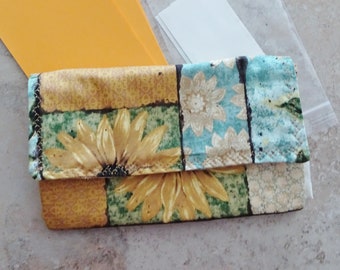 Coupon Organizer - Receipt Organizer - Sun Flower Fabric Coupon Wallet - Organizer with Divider Cards - Gift for Mom - Shoppers Gift