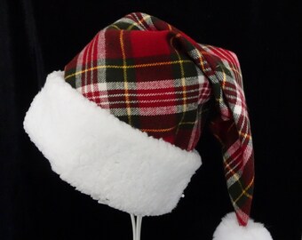 Cappello da Babbo Natale a quadri rosso natalizio, cappello da Babbo Natale rustico, cappello da Babbo Natale a quadri, cappello da Babbo Natale in stile fattoria, cappello da Babbo Natale per adulti